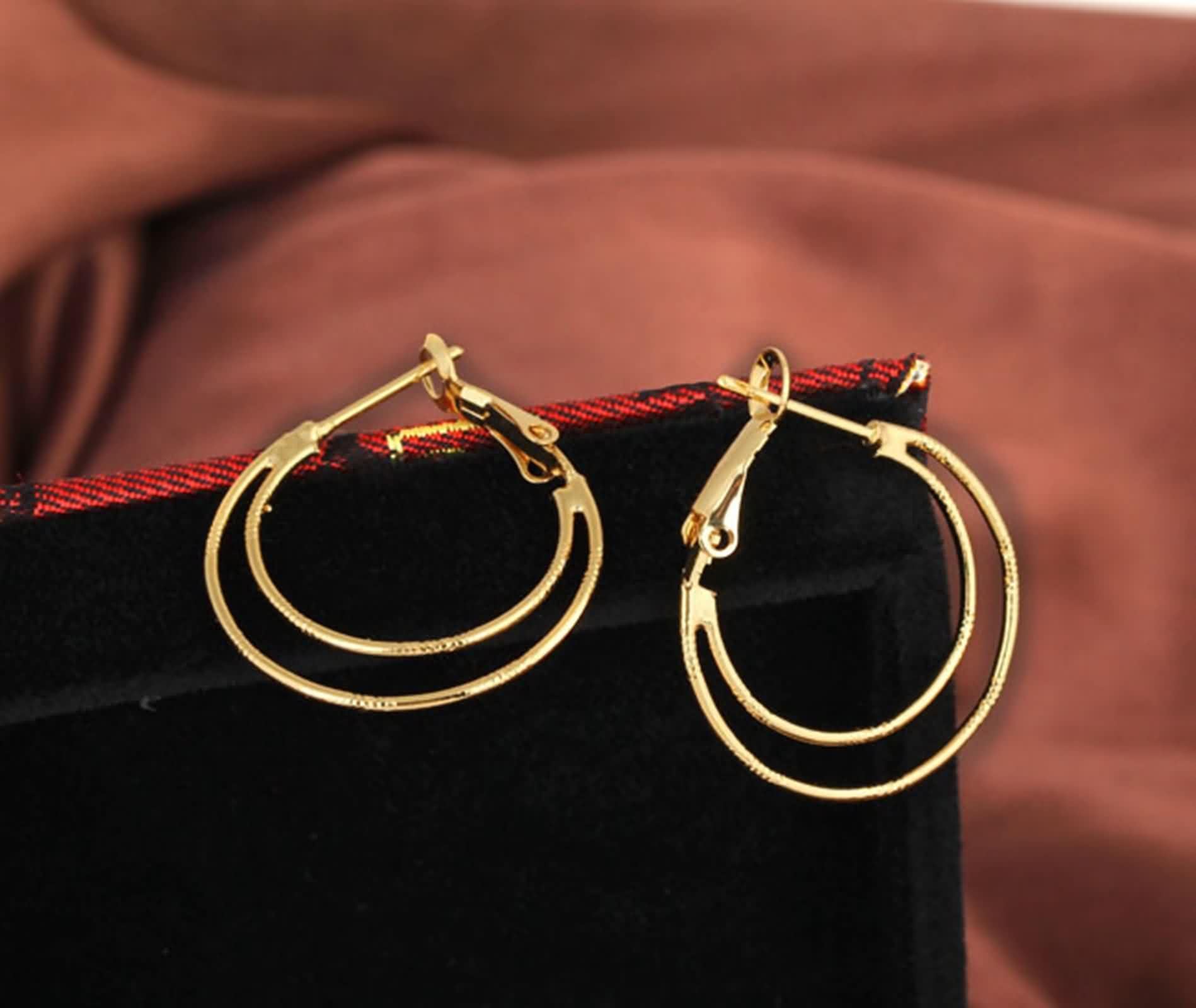 Prawdziwa biżuteria kolczyki damskie vintage białe złoto 18K 750, klasyczne kreolki, Au750 złoto kolczyki damskie
