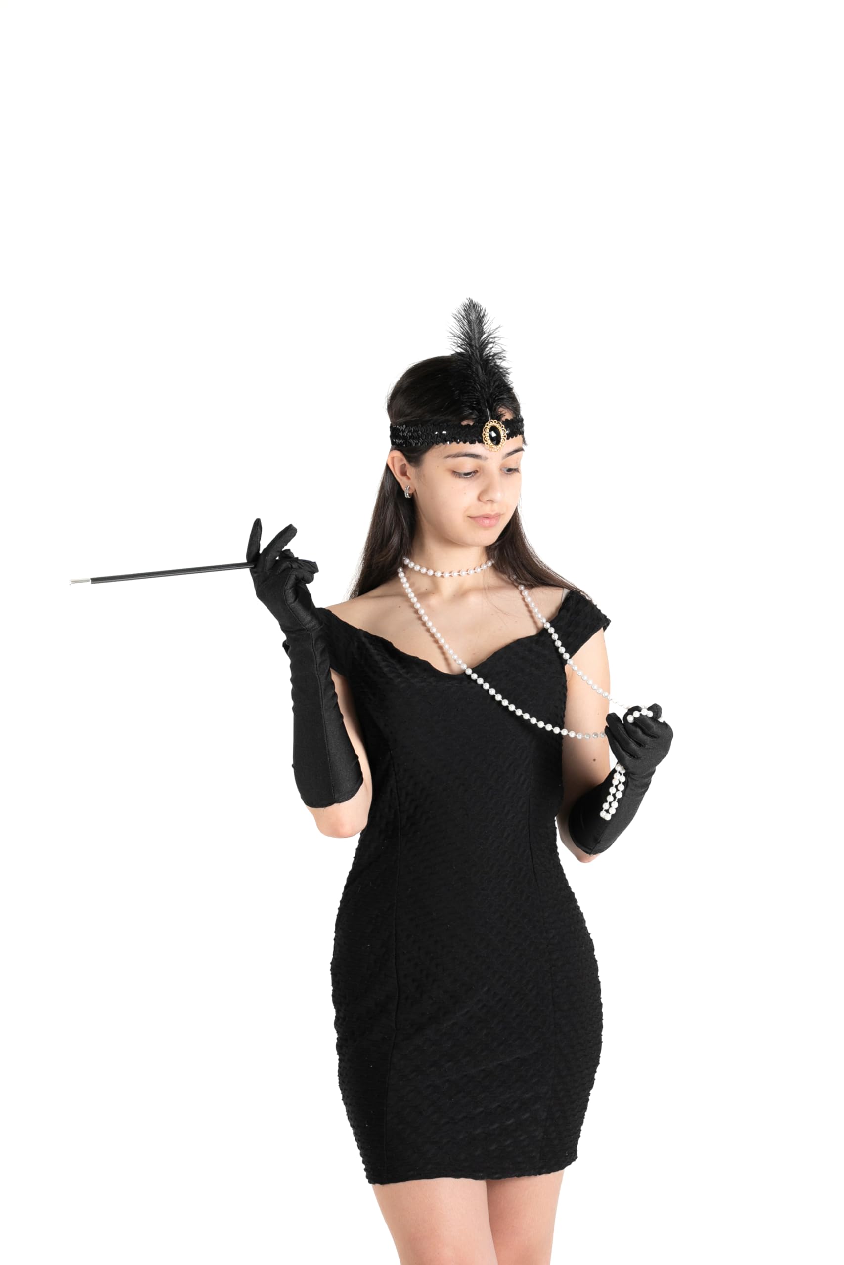 Ciao 31583 Kit Travestimento Anni '20 Charleston (Fascia Testa, Guanti, Collana, Bocchino) Fancy Dress, Black - Image 3