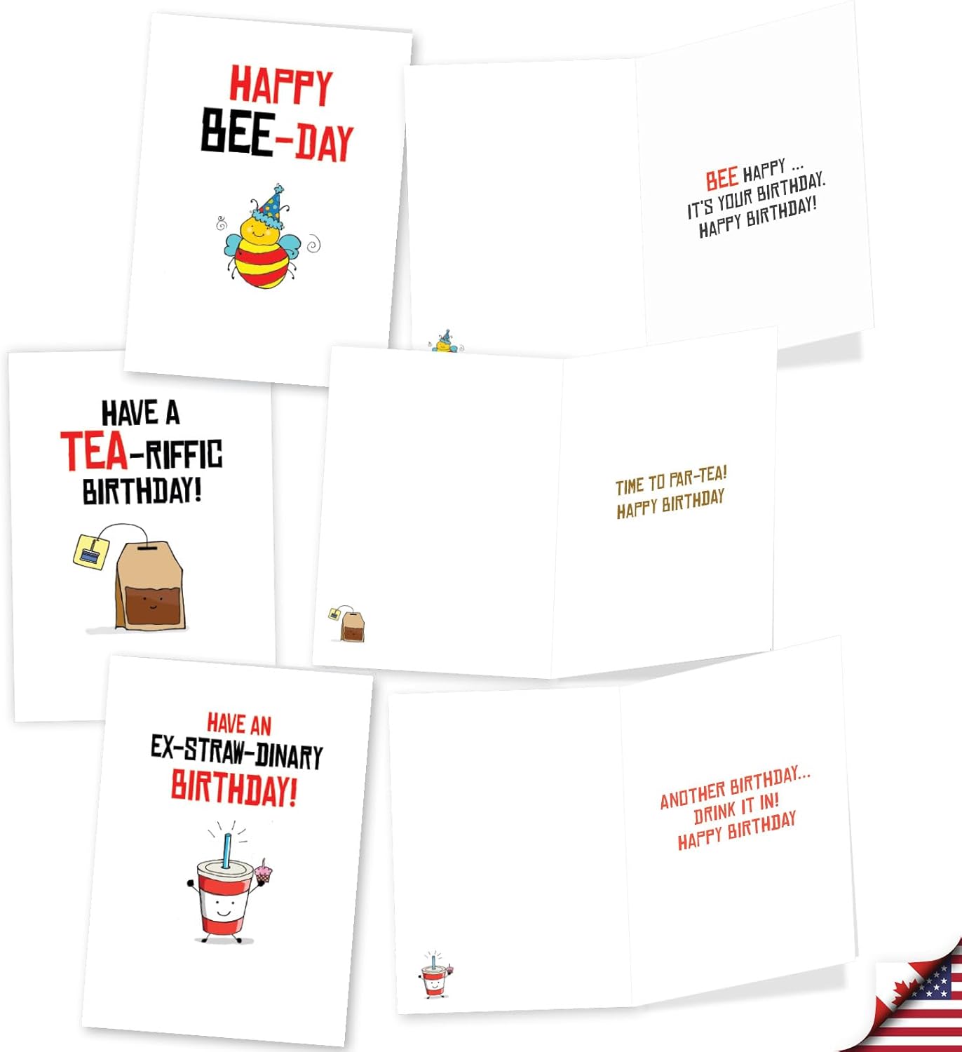 The Best Card Company 20 Assorted Box Set Funny Birthday Greeting Cards w/5 x 7 Inch Envelopes (10 Designs, 2 Each) Bday Birthday Puns AC6119BDG-B2x10