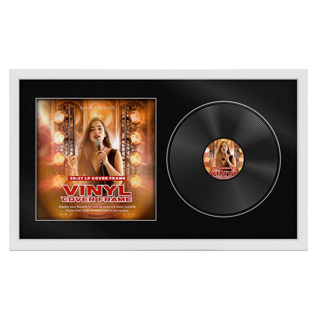 Alison Kingsgate 30x17 White Vinyl Record Frame for LP & Album