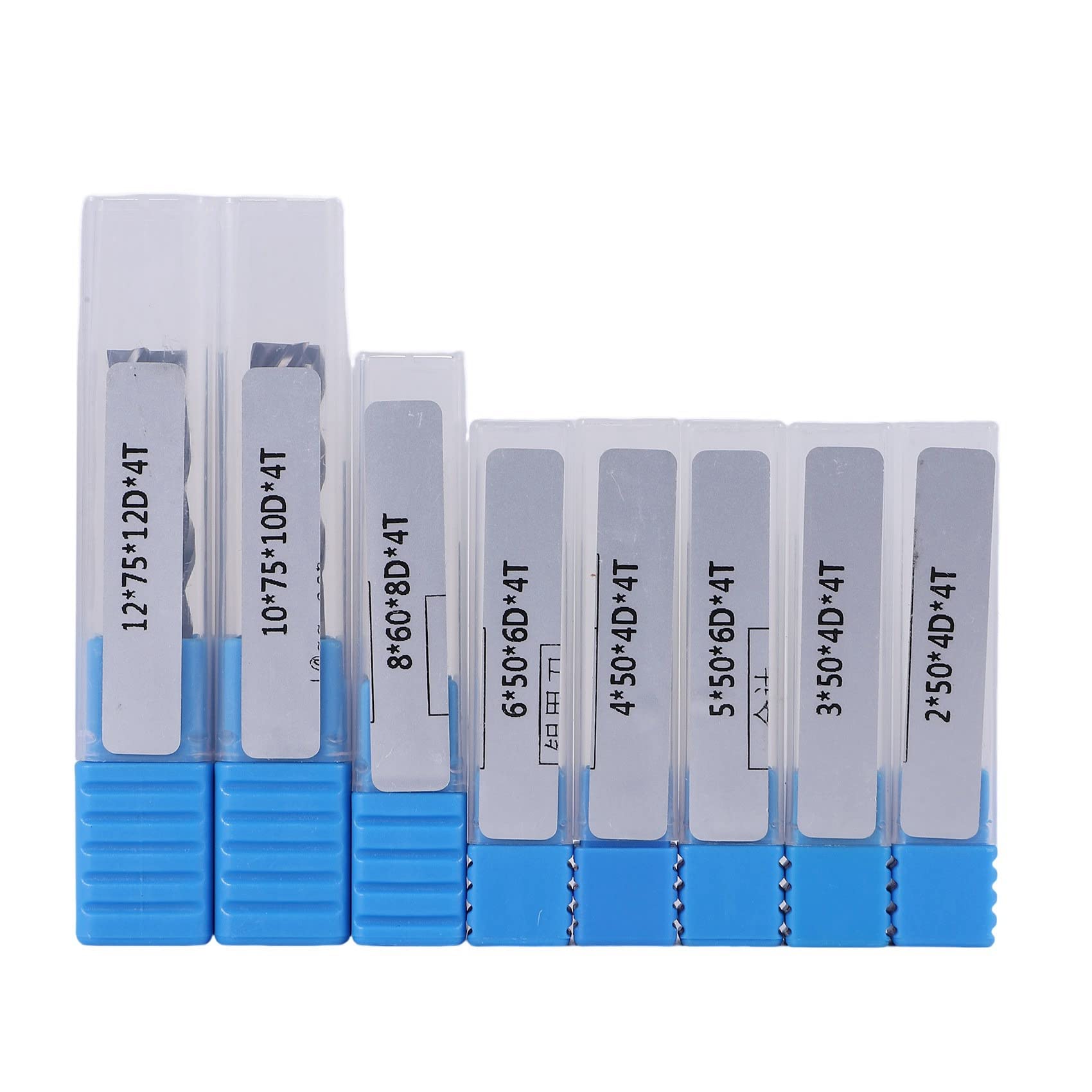 Swiixxer 8Pcs 2-12mm Carbide End Mill 4 Flutes End Mill Set Milling Cutter Tool Kit CNC Carbide Milling Cutter Spiral Router Bits