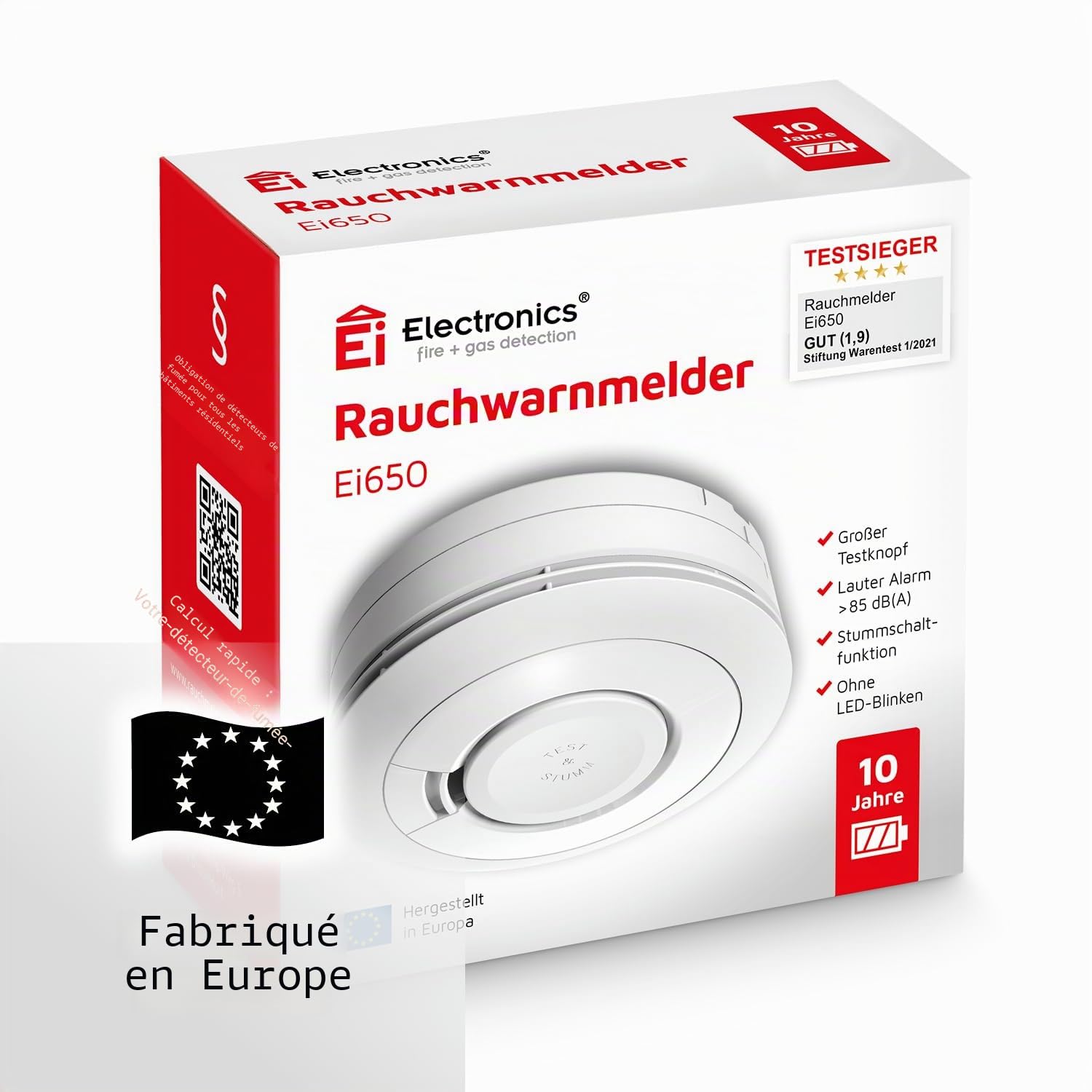 Egg Electronics, Détecteur de fumée Ei650, durée de 10 Ans, Lot de 6 virtuel, Blanc, Ei650-3G161, 3V