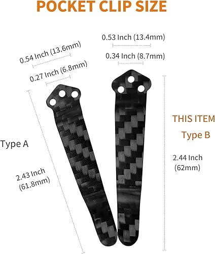 Miniatura 3 de Clip de bolsillo de fibra de carbono para Spyderco PM2 Manix Delica, C81, C149, C11, C10, C41, C223, C101, C95, C90 y más, clip de bolsillo hecho a