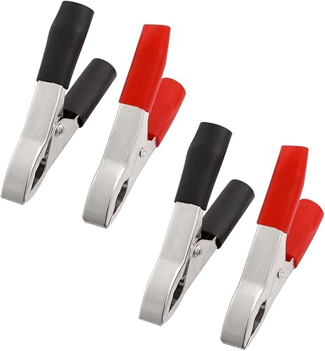 IVVERR - Juego de 6 pinzas de metal con revestimiento de plástico 15 A, 1.969 in (6 Unidades 15A Mango recubierto de plástico Pinzas de cocodrilo de