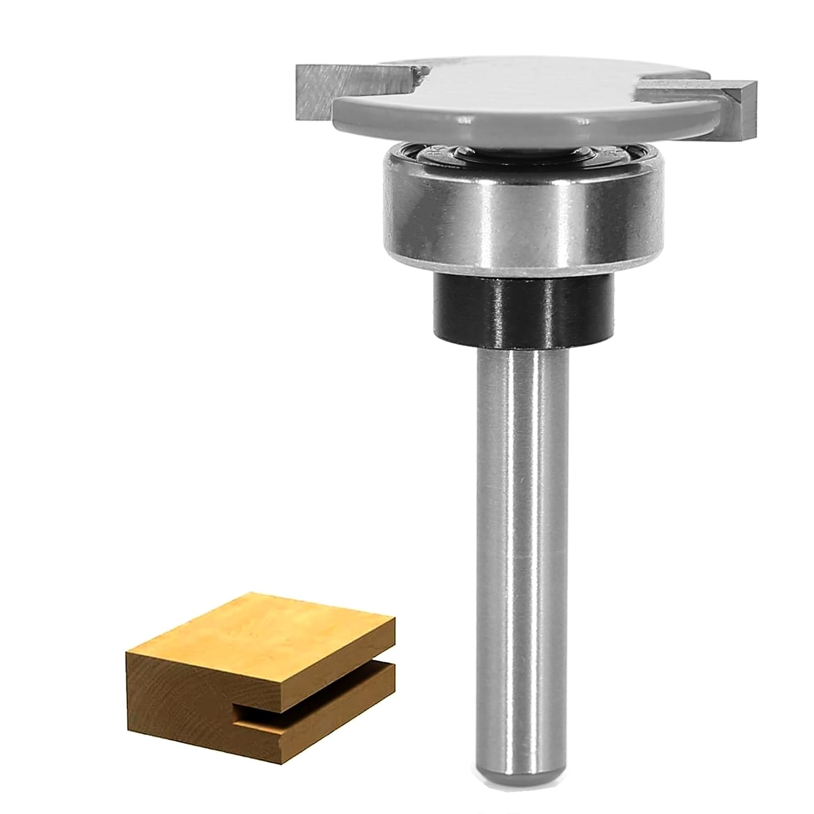 Top Bearing Slot Cutter Router Bit 1/4 Inch Shank - 5/32" Height, 1-1/4 Dia, 1/4" Depth, Carbide Tip Slot Cutting Bit/Slotting Cutter, for Wood Flooring Grooves