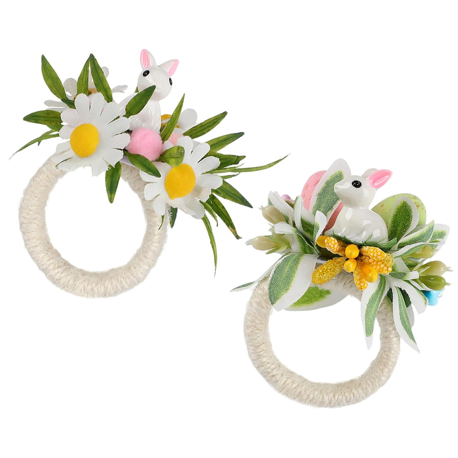 Buxuaaaa Multicolor Rabbits And Eggs Design Napkin Rings Sturdy Portable For Easters Celebration Family Event Parties Kids Party Decors