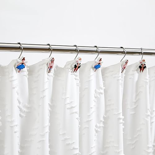 Miniatura 3 de RoomTalks Ganchos de cortina de ducha de Navidad con diseño de cascanueces y anillos, accesorios de decoración de baño, resistentes a la corrosión,