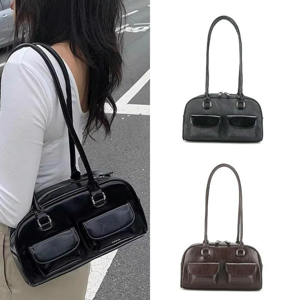 Bolso de Mano Tipo Bolos Mujer, Bolso de Mano Boston, Bolso de Piel sintética, Accesorio para Mujer, Bolso de Hombro, Bolsos de Cuero