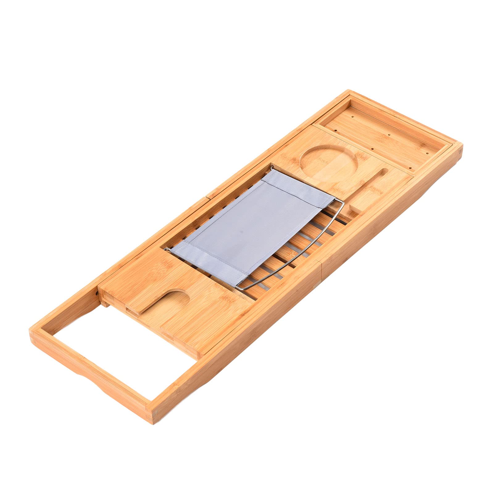 Hyuduo Bandeja de Baño Bandeja de Bañera de bambú 69,5 X 22,5 Cm Soporte de Baño Retráctil con Diseño Simple para el Hogar Salón de Belleza Hotel Casa de Familia
