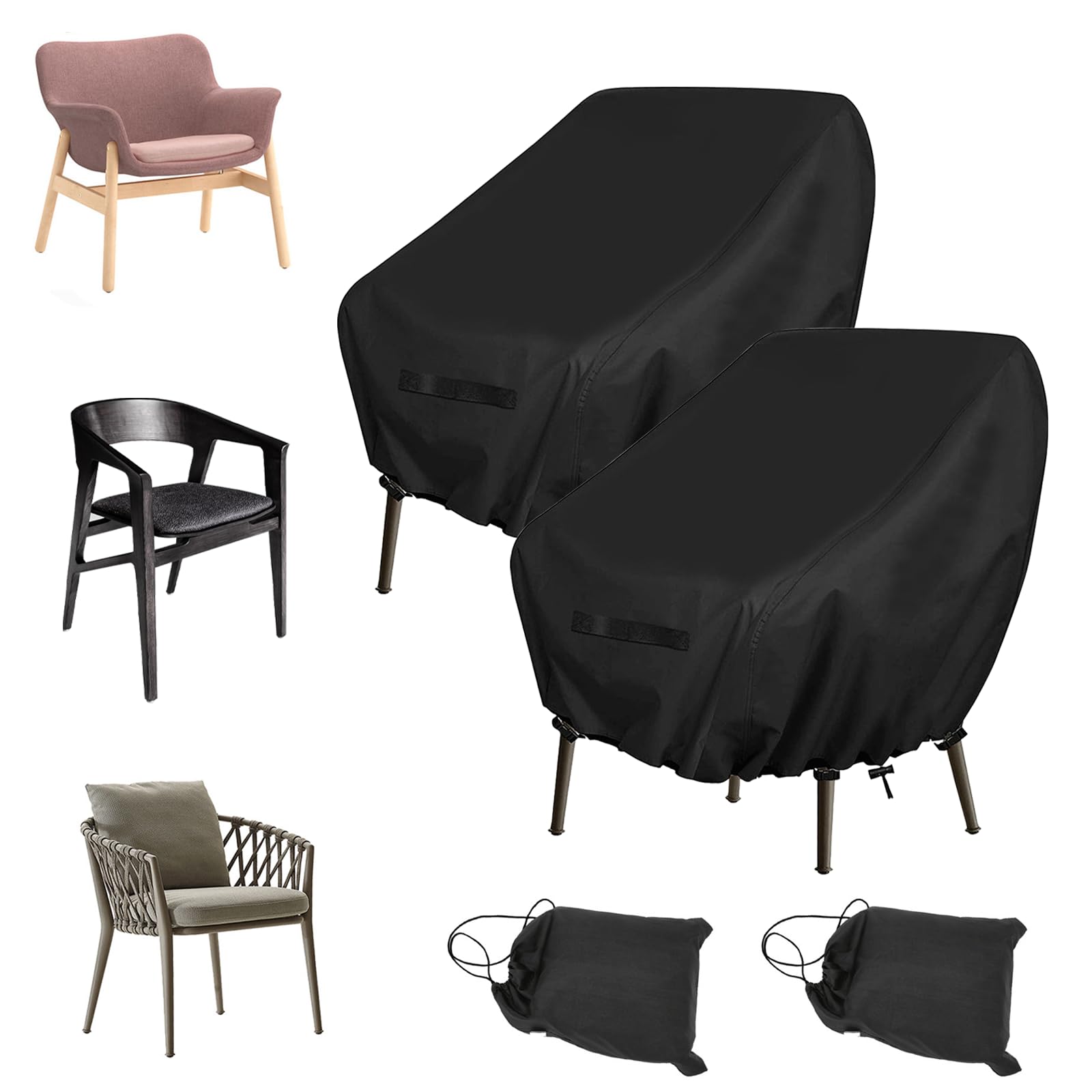 Rouzin 2 Pack Garden Chair Covers Outdoor, Waterproof Chair Covers