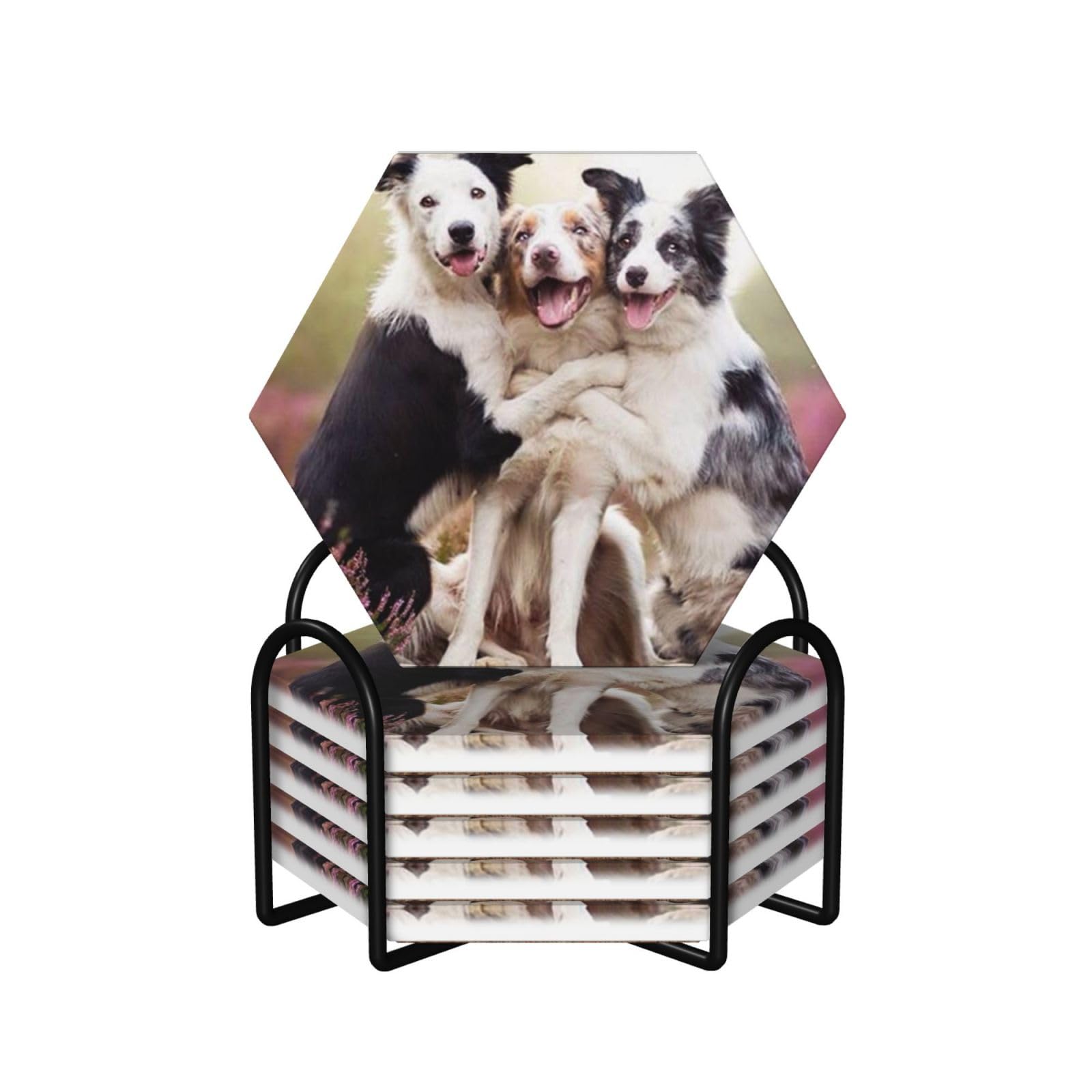 Simpatico cane stampato sottobicchiere in ceramica set di 6 sottobicchieri decorativi