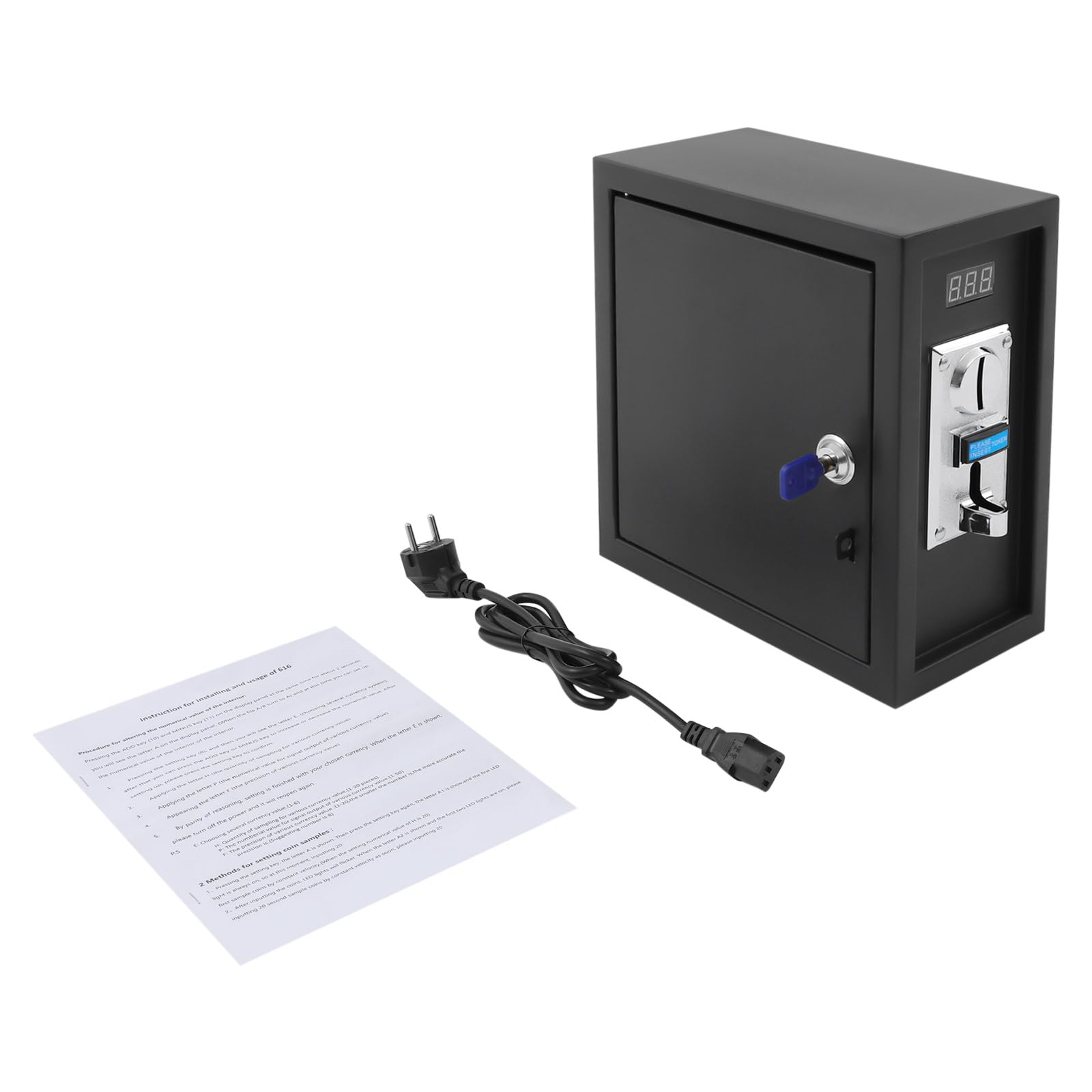 1250W Münzzähler Timer Steuerbox-Timer-Steuerungsnetzteilkasten 30A, Münzautomat für Waschmaschinen, Massagesessel und Spielautomaten, Münzbox mit Zeitakkumulation