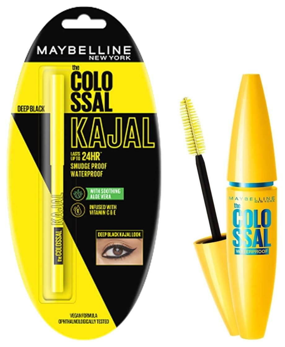 Maybelline New York Colossal Matte Pencil Kajal, Black, 0.35G And New York Volume Express Colossal Masacara, Waterproof, Black, 10 Ml-picture-32