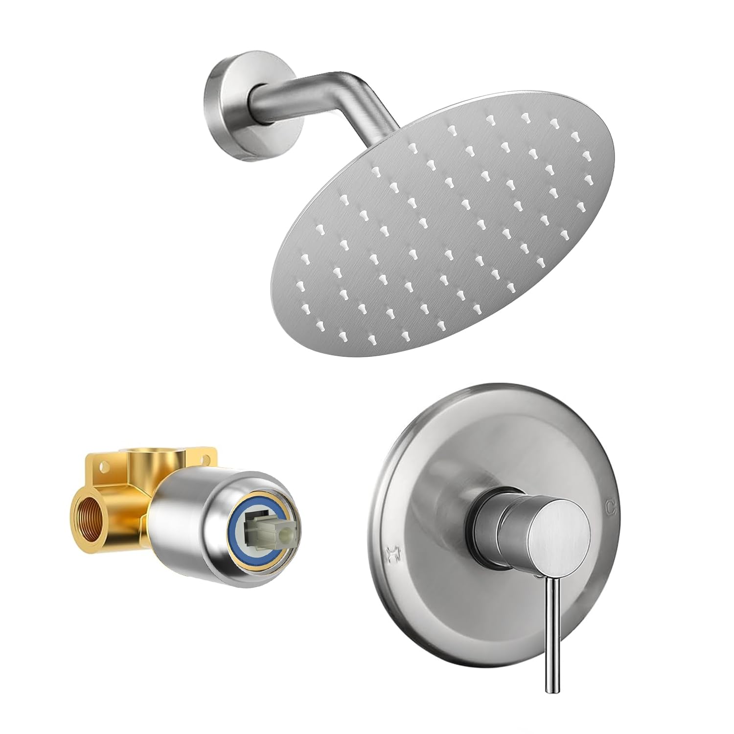 Ensemble de robinet de douche en nickel brossé avec valve HUCKLE