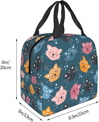 Miniatura 5 de Bolsa de almuerzo para gatos para mujeres y hombres, lonchera aislada, reutilizable, organizador de almuerzo, impermeable, bolsa de mano enfriadora