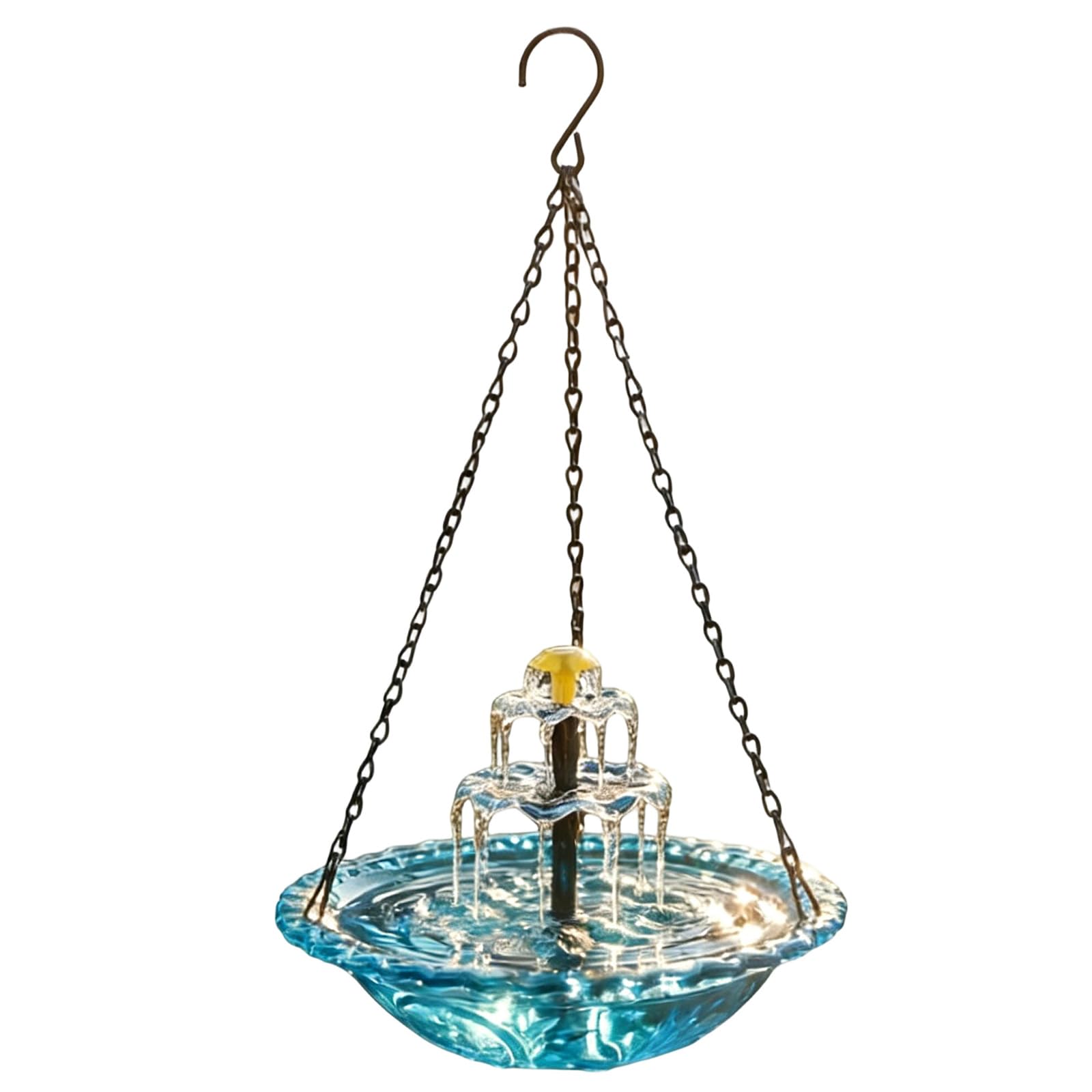 Solar Operated Cascading Water Fountain Birdbath Garden Hangable Bird Feeding Platform Attracts Hummingbirds Hanging Bird Bath Fountain
