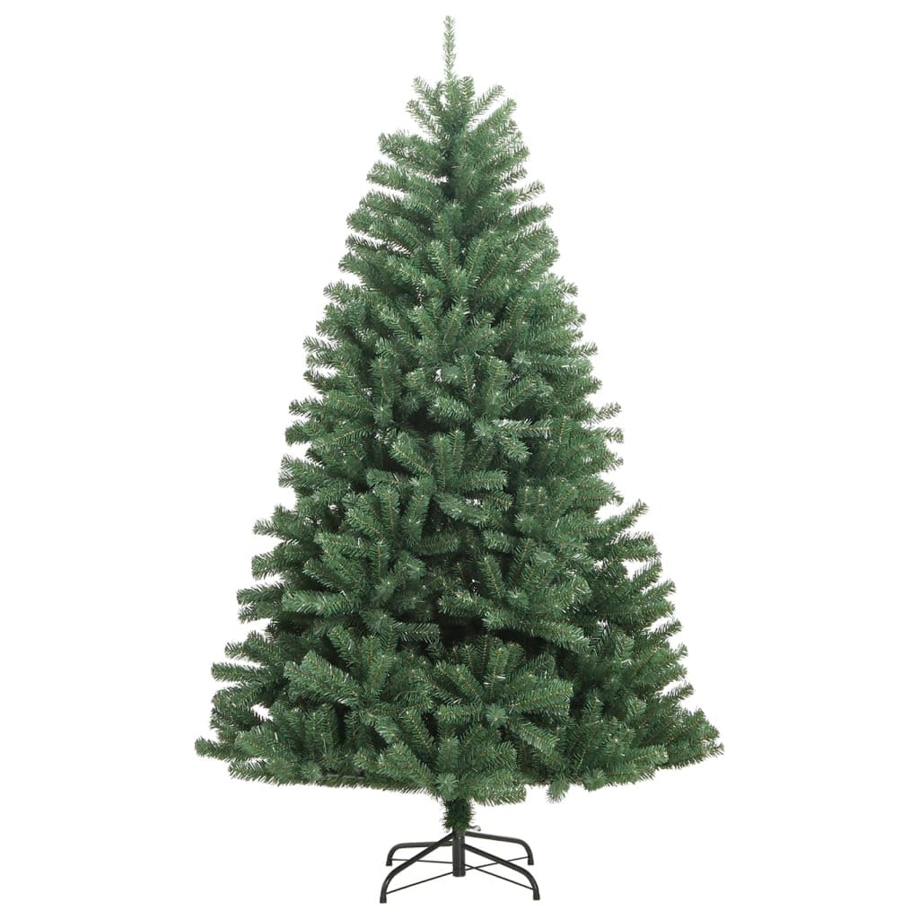 Árbol de Navidad artificial plegable verde 180 cm con soporte de metal estable, 1353 puntas de PVC, ideal para salón, balcón, terraza, decoración de Adviento y Navidad festiva