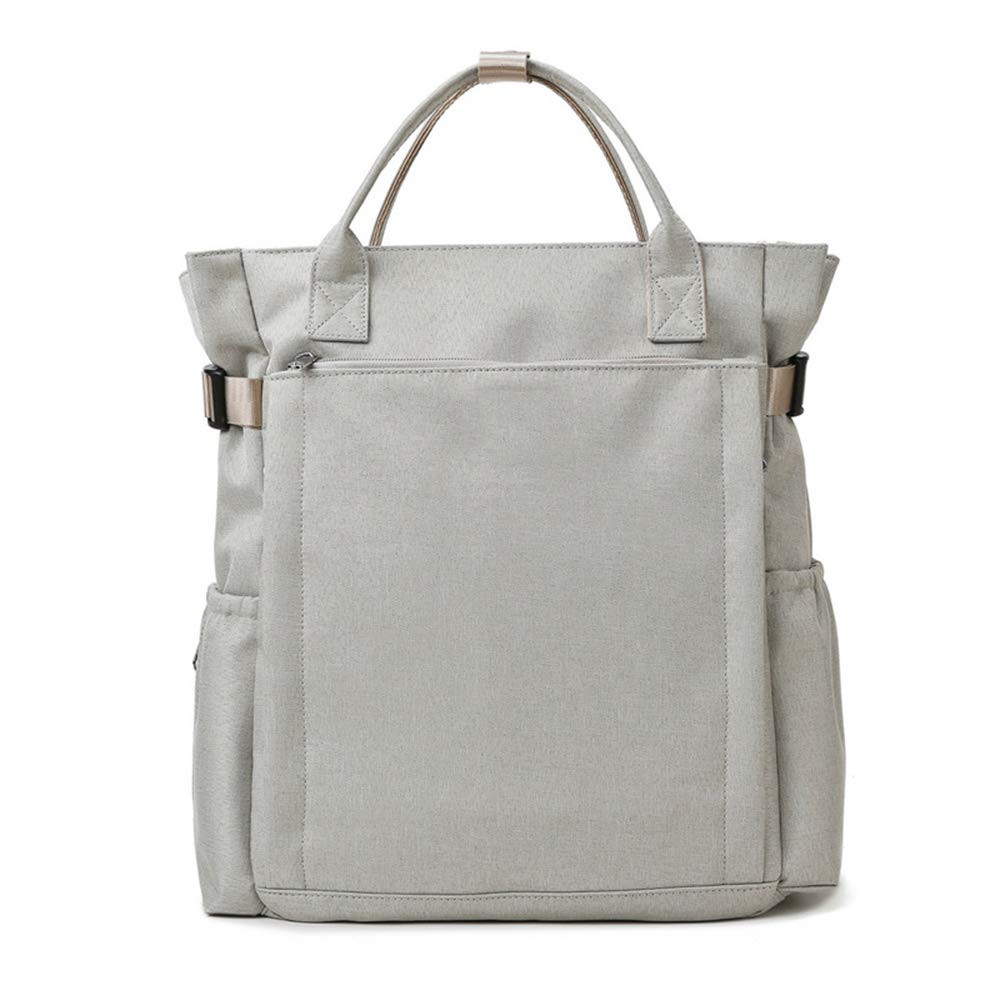 Sac à dos à langer gris de grande capacité en tissu Oxford avec porte-bouteille isotherme