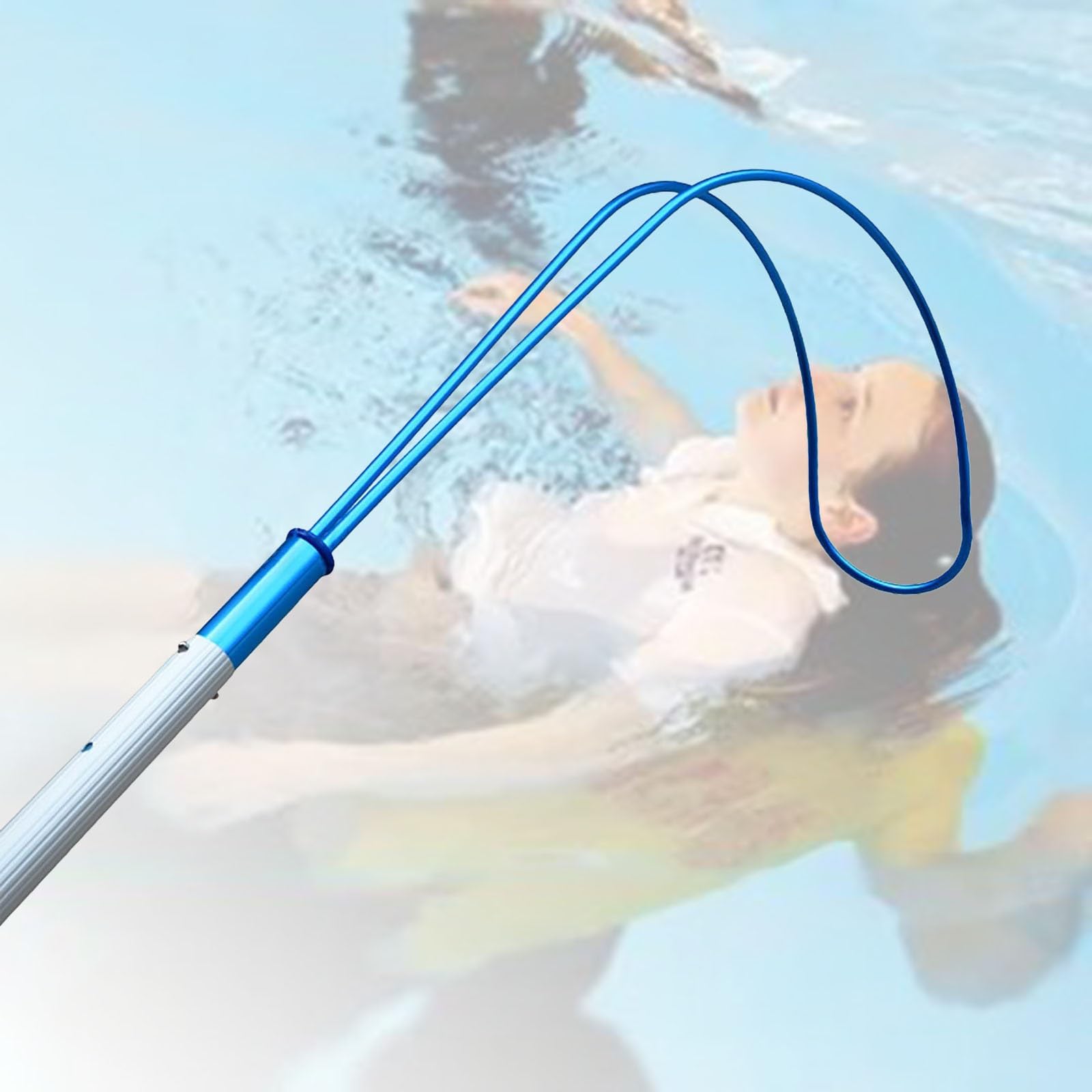 MSHGSKU Rescue Pool Pole,Emergency Pool Rescue Hook with Telescopic Pole, 16.4FT Safety Equipment for Swimming Pools, 63CM Hook, Lifesaving Rescue Gear, 1 Pack, Ideal for Pool Safety