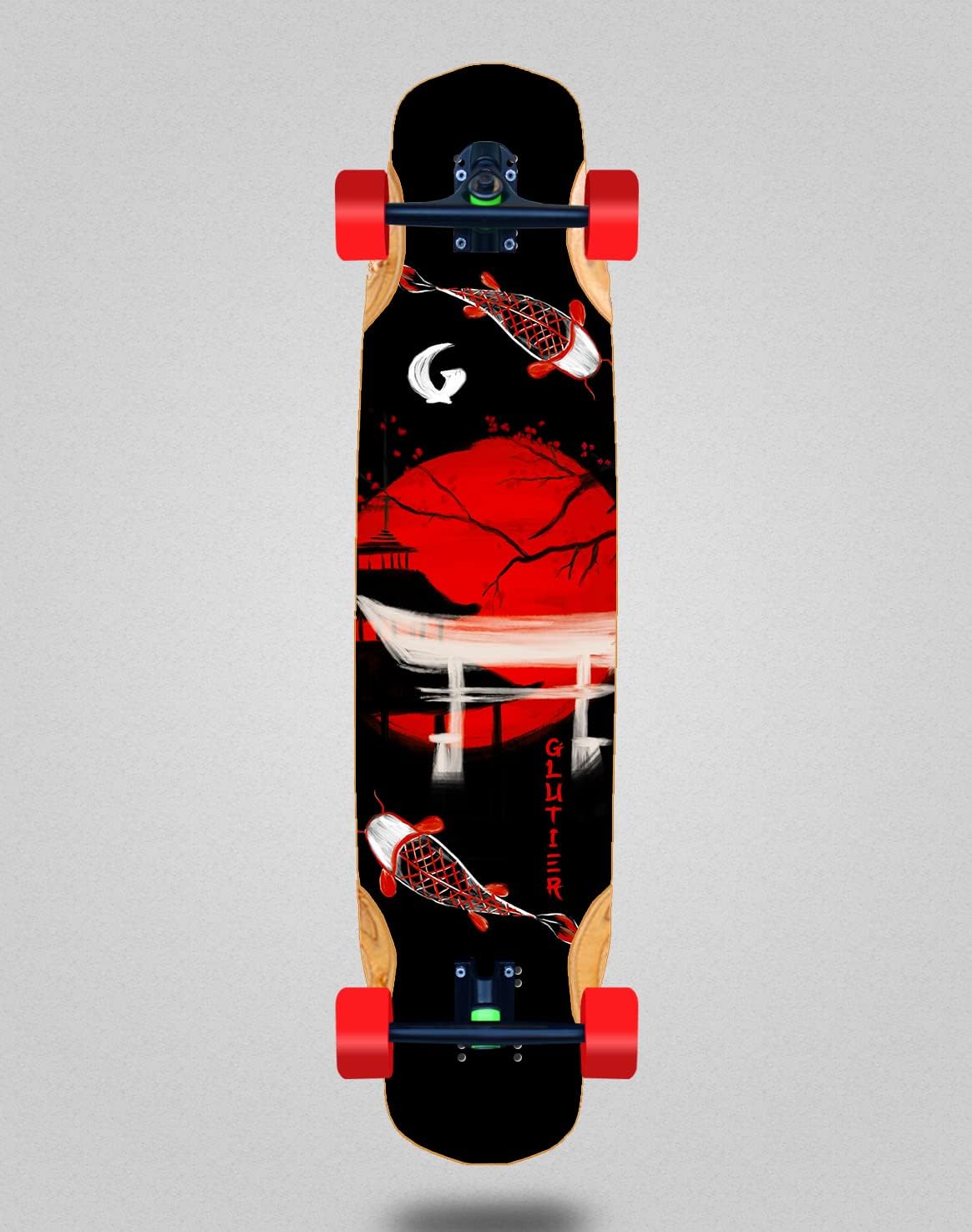 Glutier Skateboard Longboard Komplett Mix Bamboo 38x8,45 Japan Kin