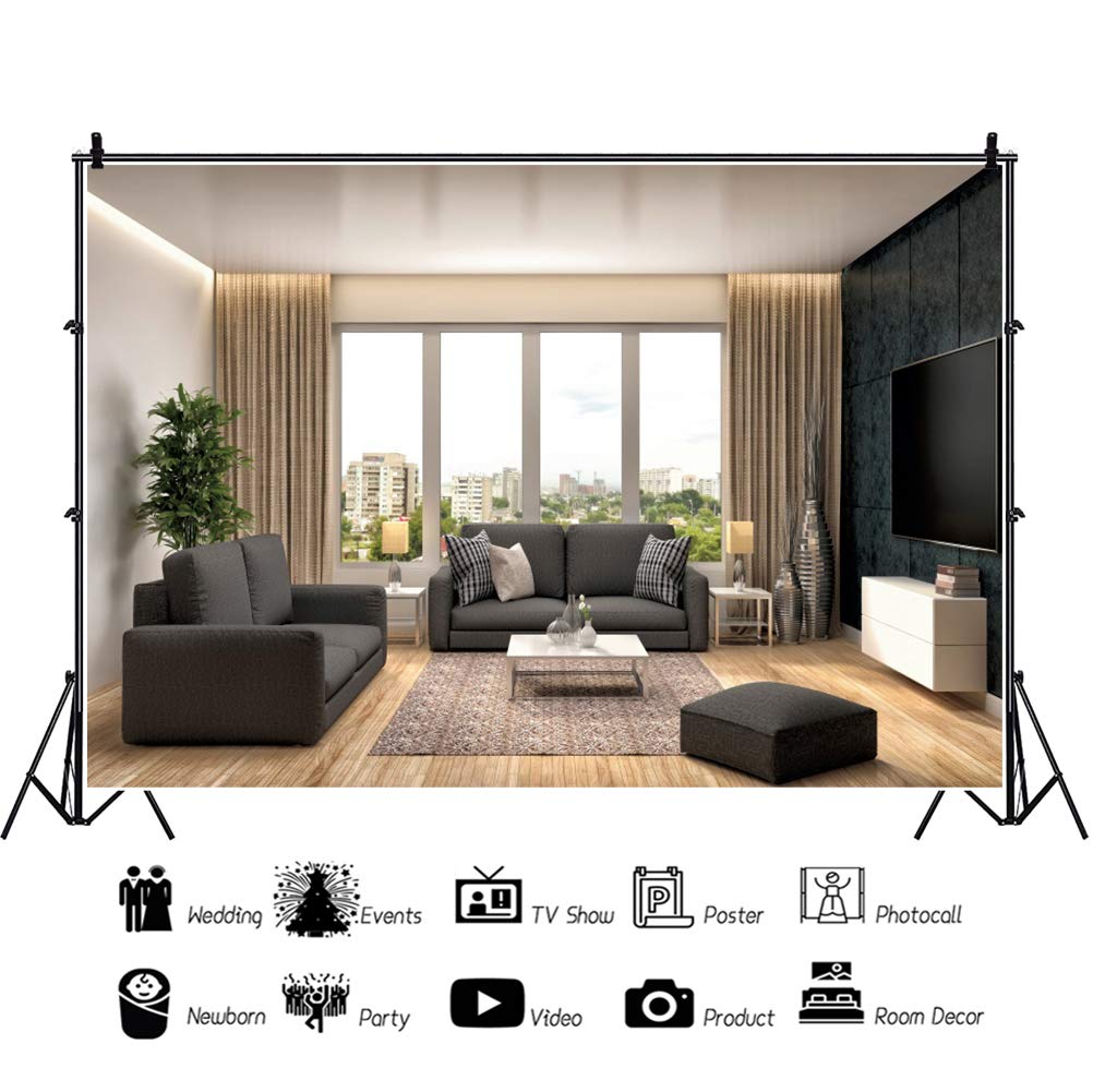 CSFOTO 10x7ft Window Backdrops For Photography Video Home Office Zoom Meeting Background Video Conference Living Room Backdrop - View #12