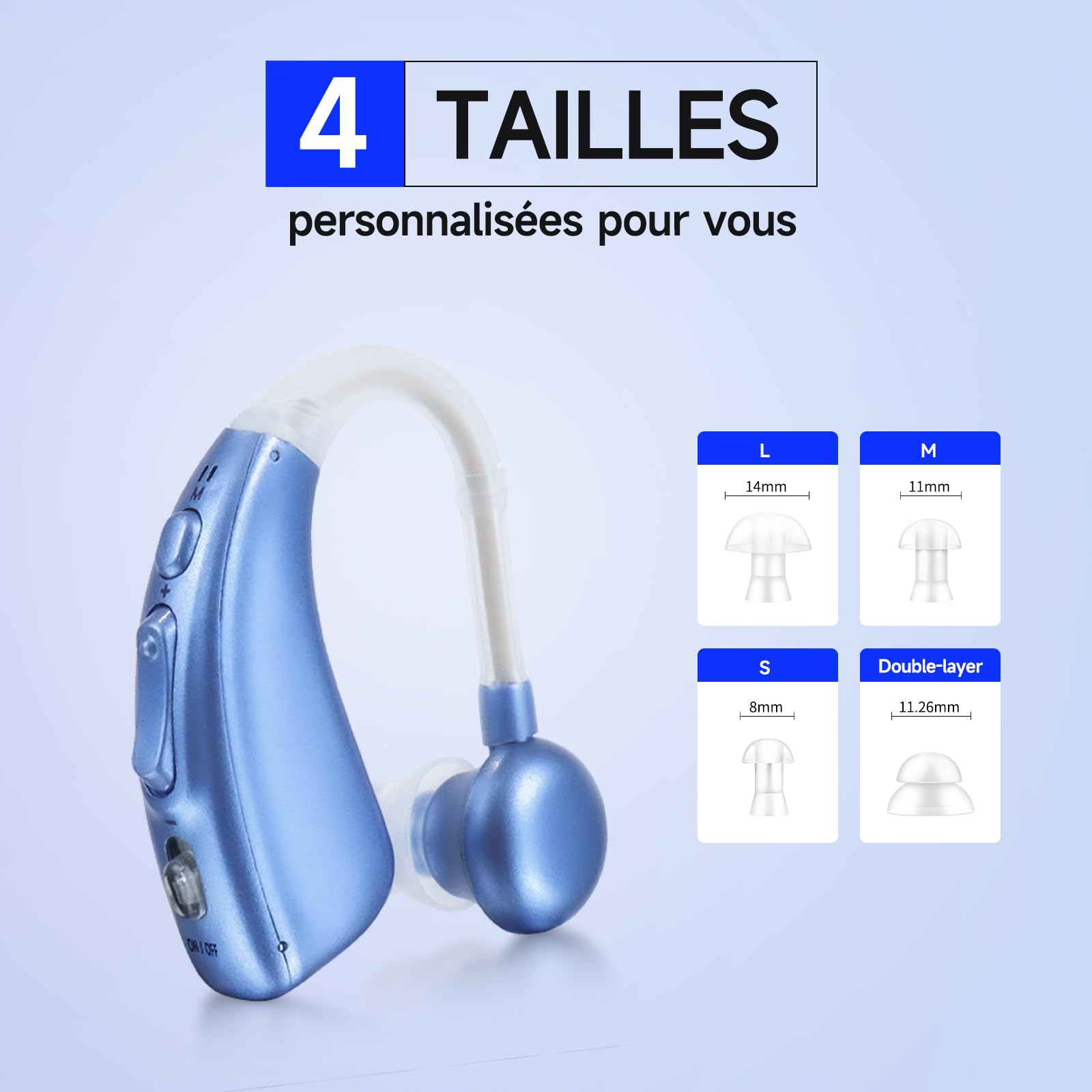 Britzgo Appareil – technologie de réduction numérique du bruit, 4 modes audio, utilisation simple, recharge par USB-C. (Bleu)