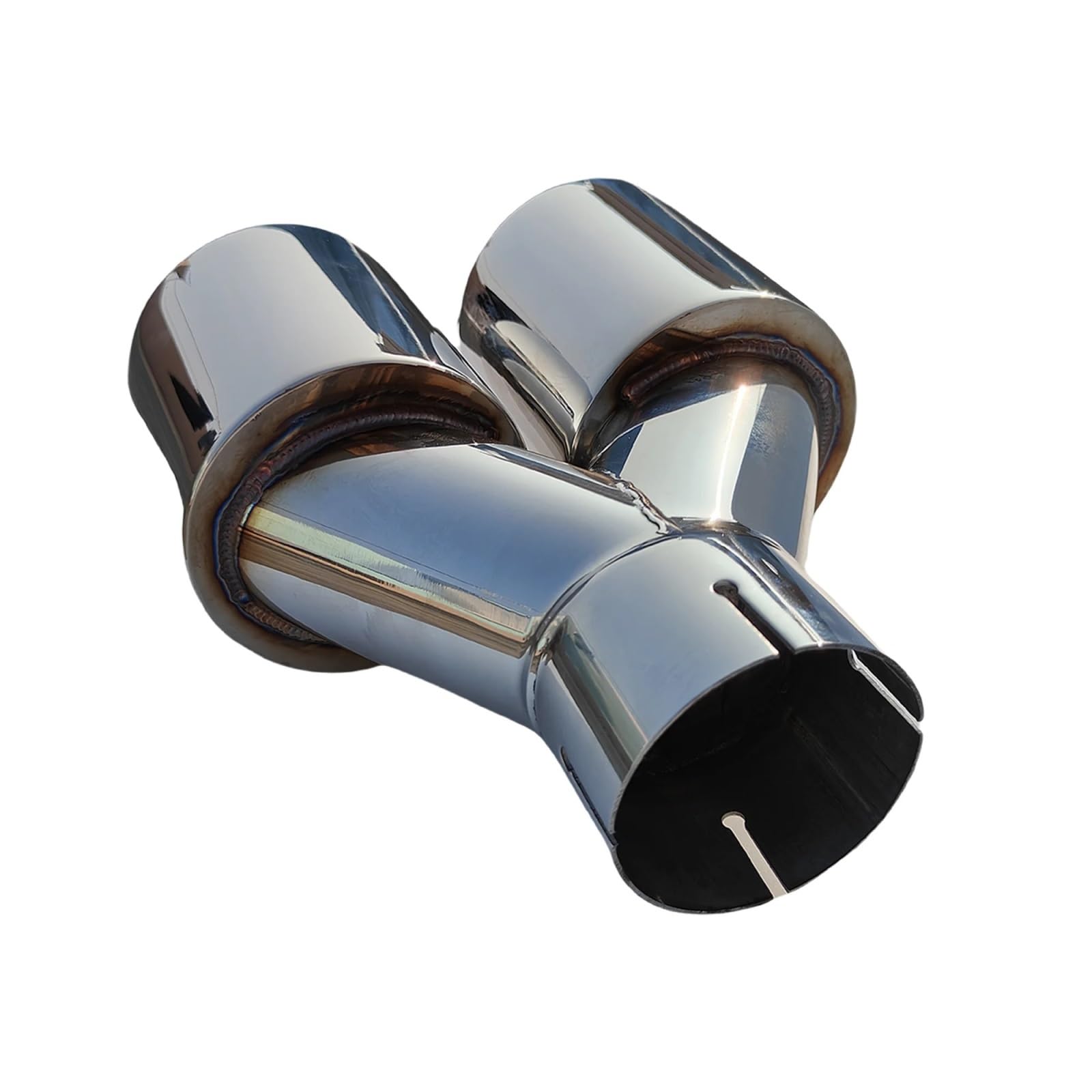 Car Silencer 1 szt. Uniwersalny samochód tłumik wydechowy ze stali nierdzewnej długość w kształcie litery Y podwójny skośny błyszczący końcówka tłumika wydechowego(76.2mm-89mm)