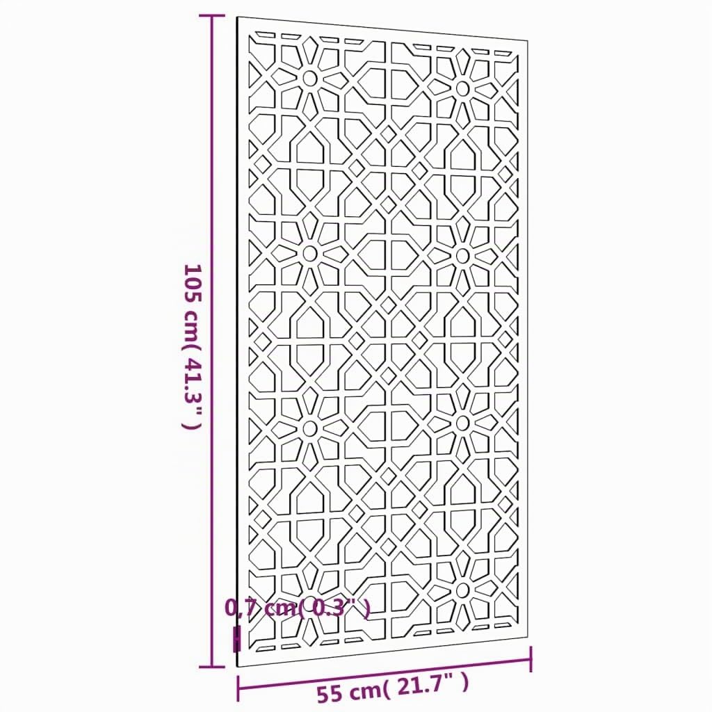 Décoration murale jardin 105x55cm acier corten design mauresque