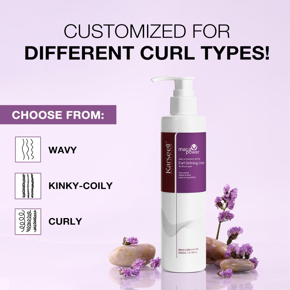 Karseell Crema Definidora de Rizos 200 ml – Crema de Rizos para Cabello Rizado y Ondulado, Hidratante, Anti Encrespamiento y Fijación Flexible