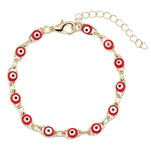 Dainty Evil Eye Bracelets for Women,Gold Evil Eye Chain Bracelet for Women
