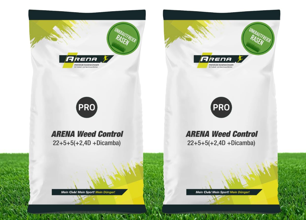 ARENA Rasendünger mit Unkrautvernichter 1.000m² I 2 in 1 Dünger mit Langzeitwirkung gegen Unkraut I ideal für Frühjahr und Sommer I Weed Control