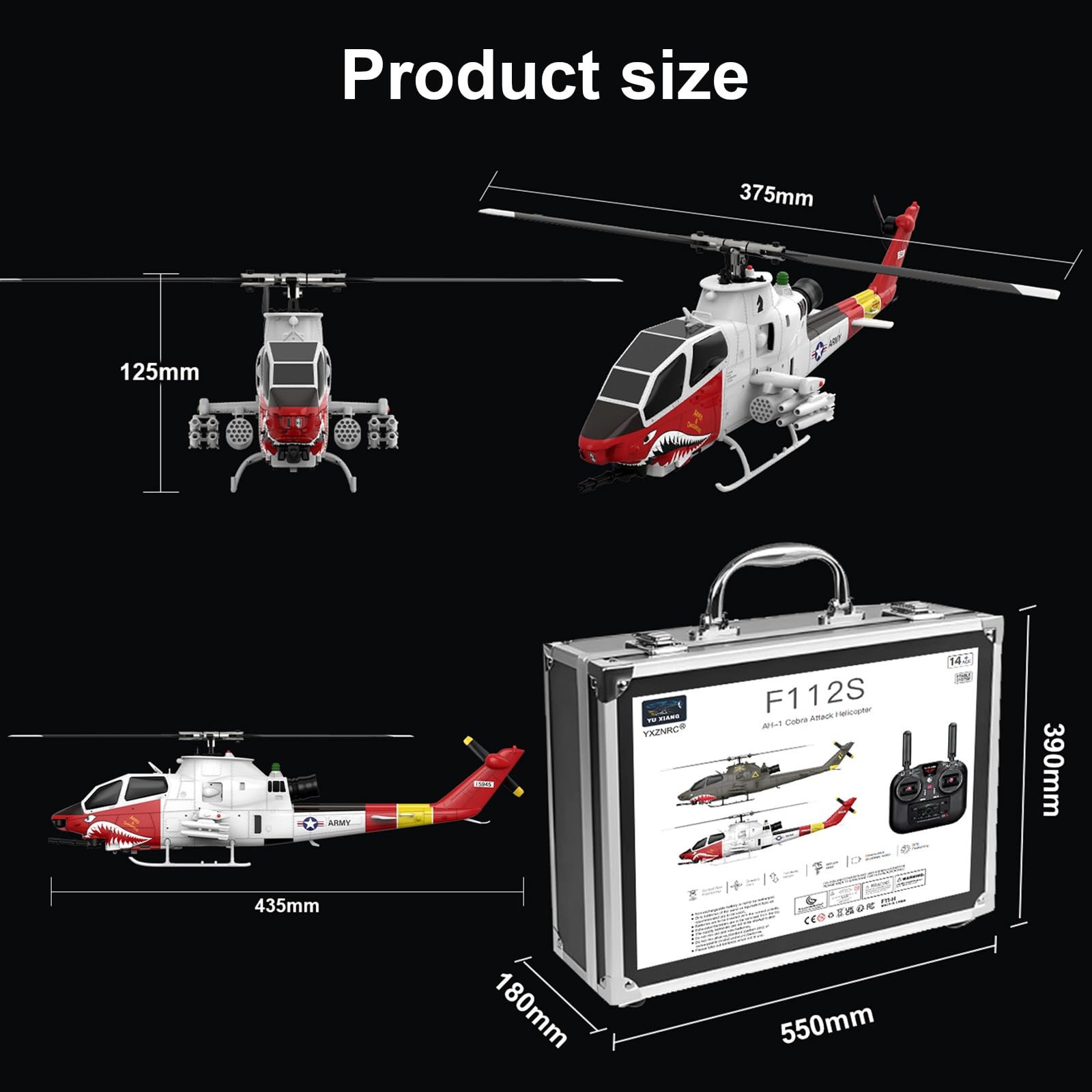 Elicottero radiocomandato elettrico brushless Flying Wolf GPS con volo di oltre 15 minuti doppia batteria custodia per il trasporto adatto ad adulti e principianti(White)