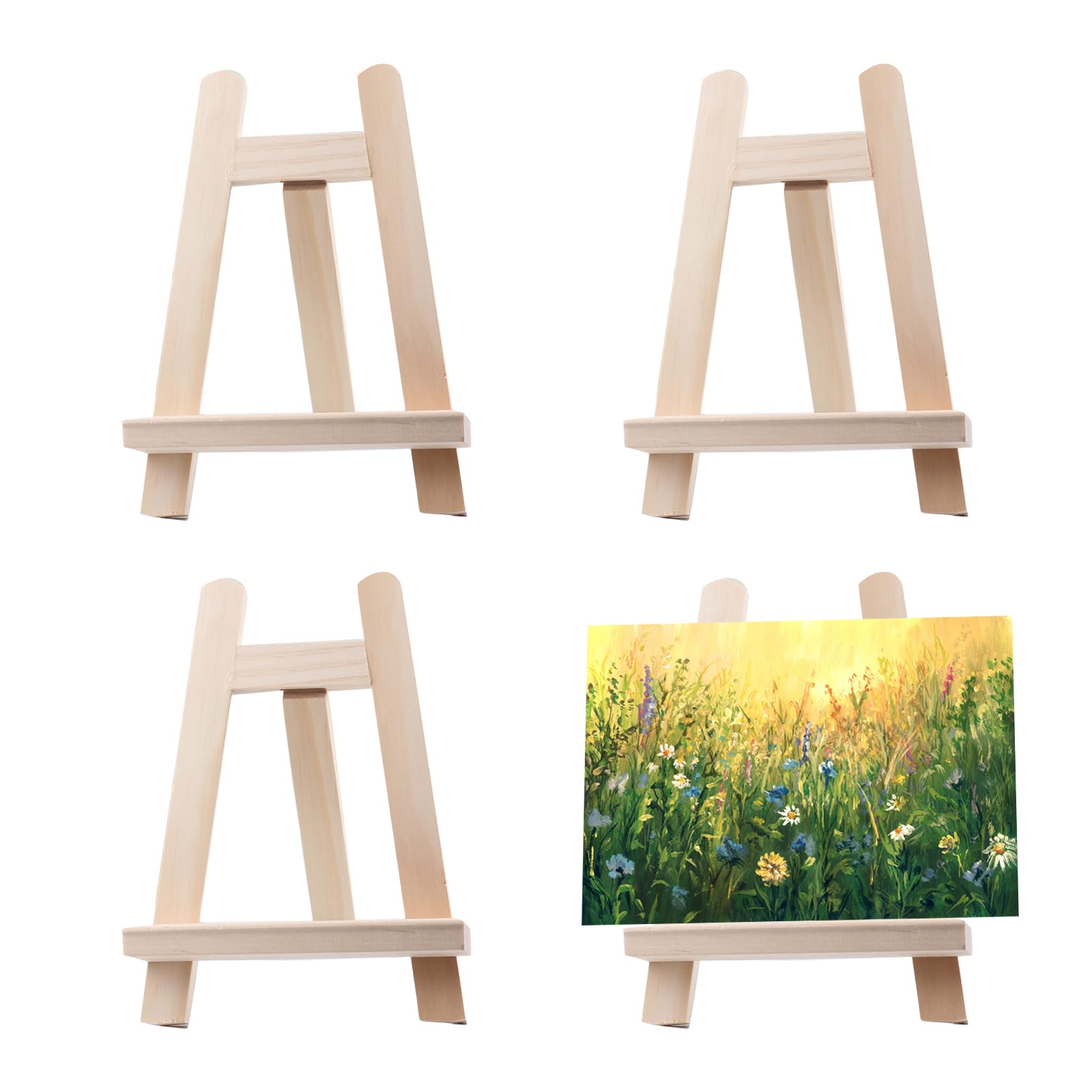 Sporgo Caballete pequeño de 4 unidades: mini caballete de madera plegable, soporte decorativo para fotos, 15 x 20 cm, caballete de mesa para niños, de madera, para pinturas, bodas, cumpleaños,