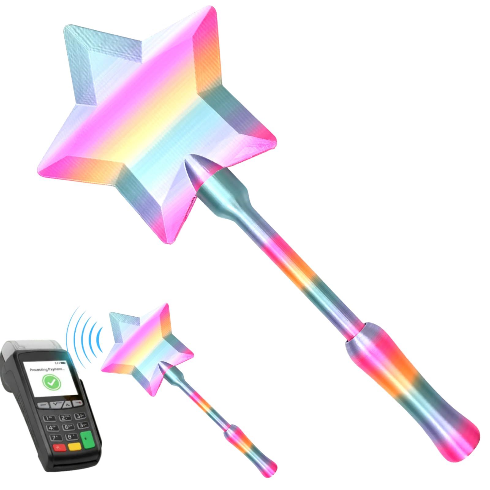 Hanzete 3D Printed Fairy Card Wand, Taps to Pays Magic Wands, Star Wand Credit Card Holder, for Adults Tech Lovers Cosplay Holidays Easter (Candycolor Star)