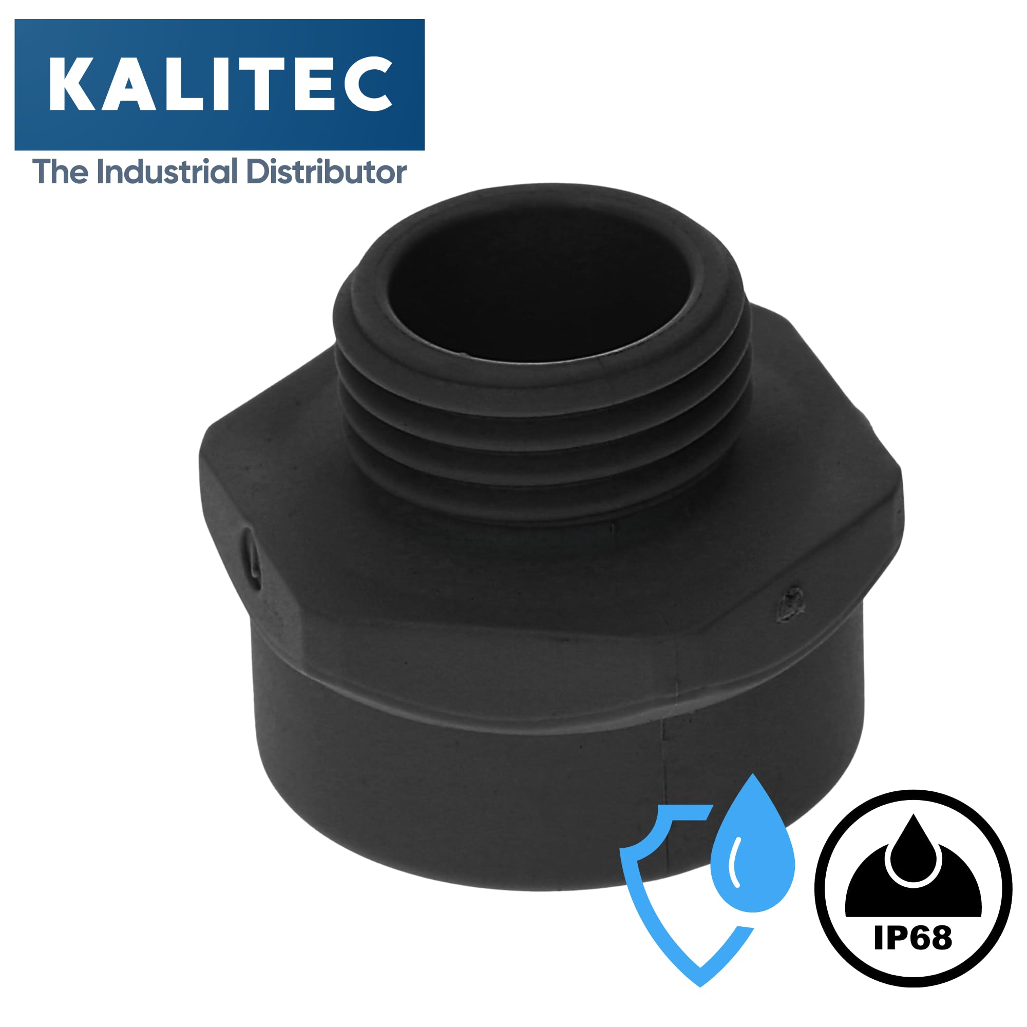Kalitec G5162010 Extension M16/M20 Plastic Black I Extension Piece Cable Gland I M20 Female Thread I M16 Male Thread I IP68 Pack of 5 - Image 2