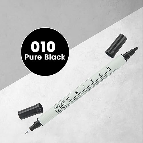 Miniatura 2 de ZIG Memory System Writer Marker 010 Pure Black | Doble punta (0.020 in y 0.047 in) para álbumes de recortes, diario y fabricación de tarjetas, tinta