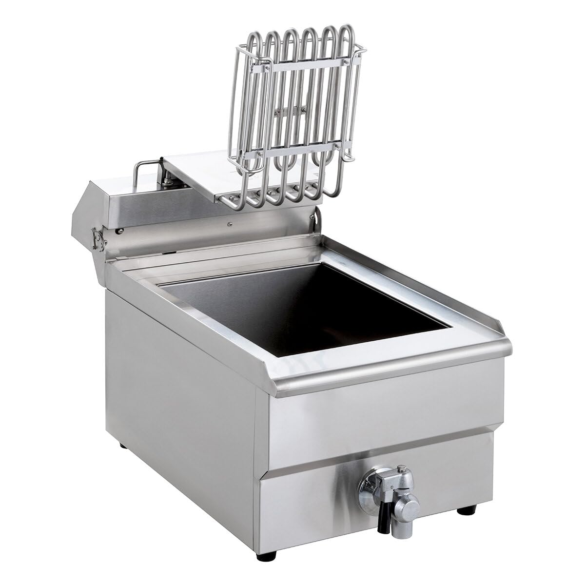 GastroHero Friggitrice elettrica ECO 13 litri, 5000 W, 400 V, in acciaio inox, con rubinetto di scarico e cestello, termostato, friggitrice professionale per gastronomia e snack