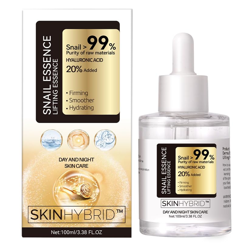 Snail Mucin Serum >99% Purity | Snail Mucin Moisturizer for Skin Barrier Repair & Glass Skin Korean Skincare | Snail Serum Deep wrinkle filler for face Tightening and Lifting (3.38oz 100ml)