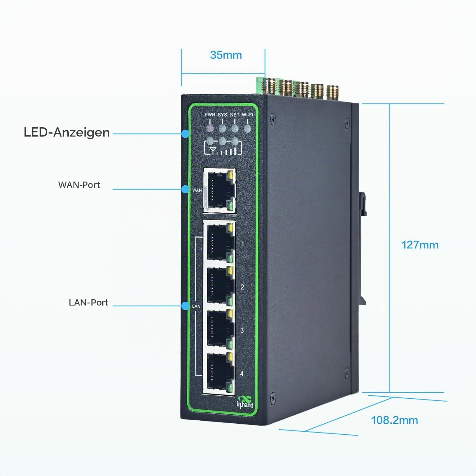 InHand Networks IR315 4G Industrial Router,LTE CAT4,Wi-Fi,IoT Gateway,VPN Router, Dual SIM Slots,5 Fast Ethernet Ports RJ45,Din-Rail,Cloud Managed,Unlocked (RS232&RS485+GNSS)