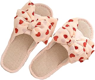 [Xabelle] スリッパ 夏用 レディース ルームシューズ レディーススリッパ 室内履き 静音で軽量 麻 可愛い リボンスリッパ滑り止め来客用部屋用 履きやすく 室内 スリッパ編み物通気 スリッパ 涼しい レディース
