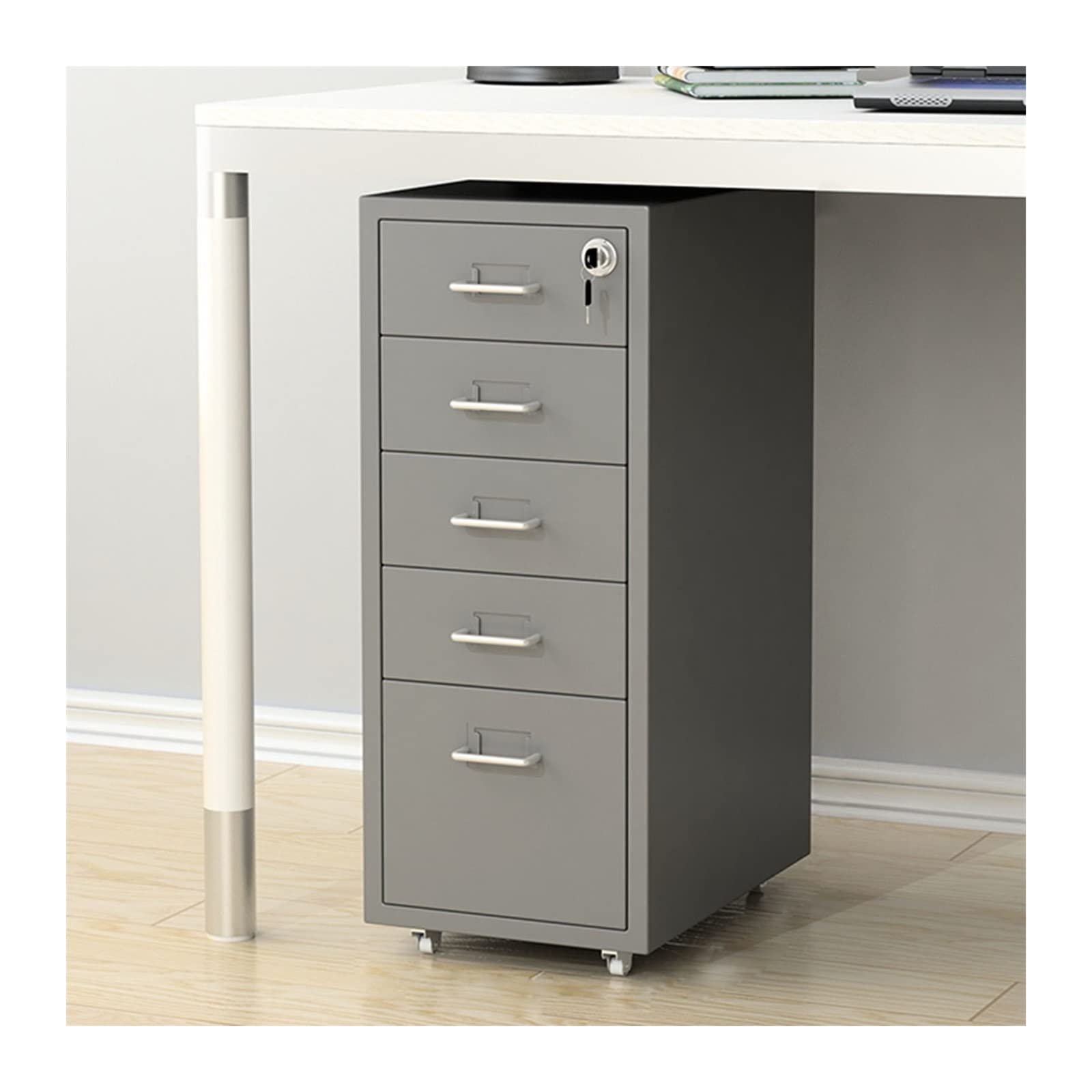 ASerZenith 5 Drawer Vertical File Cabinet Lockable Metal Filing Cabinet For Office Legal/Letter/A4 File Storage Under Desk Storage Cabinet,Model D-1.4Mm
