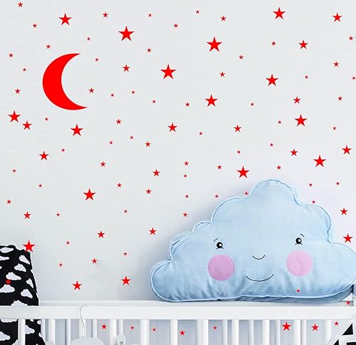 Miniatura 6 de Calcomanía de pared de luna y estrellas calcomanía de vinilo para niños niñas decoración de habitación de bebé buena noche decoración de pared hogar