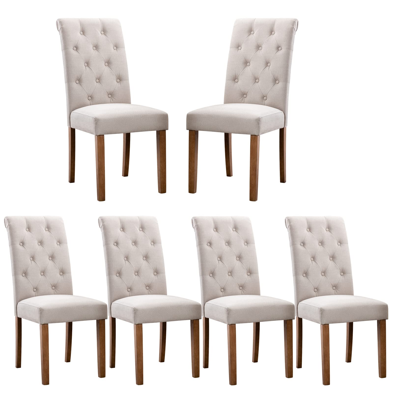 COLAMY Tufted Dining Chairs Set of 6, Upholstered Parsons Dining Room