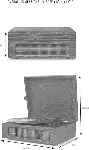 Miniatura 13 de Crosley CR8017B-BK Voyager - Tocadiscos portátil clásico de vinilo con Bluetooth de entrada/salida y altavoces integrados, Negro