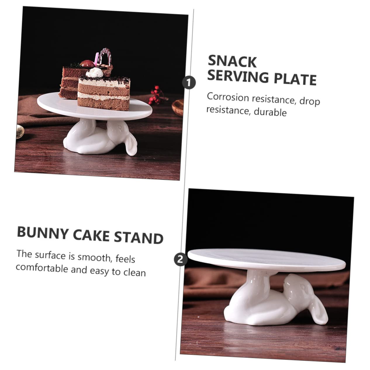 Alipis Alzata Torta in Ceramica Bianca a Forma di Coniglio, Resistente Agli Urti e Facile da Pulire, come Alzata per Dolci e Frutta per Feste e Dessert Pasqua