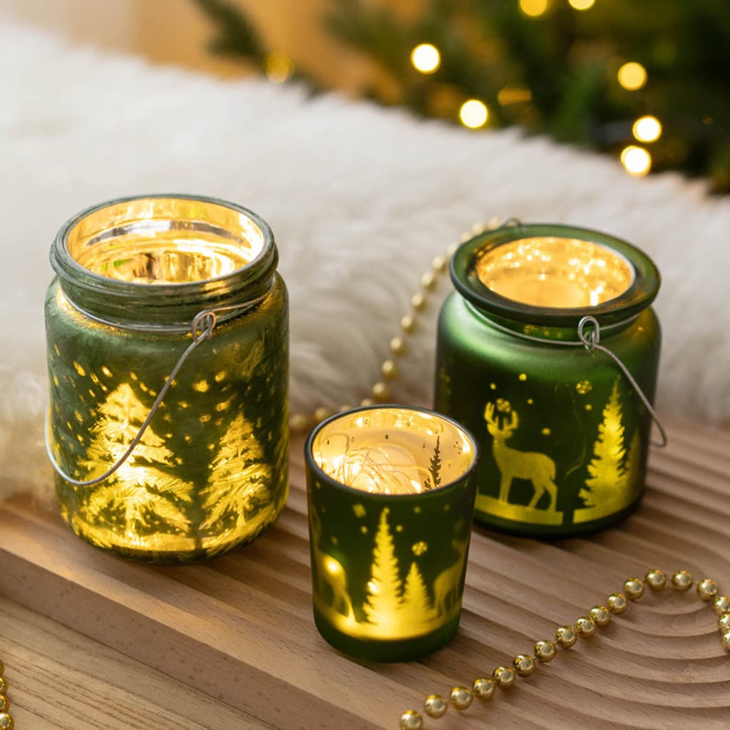 Amazon.co.jp: クリスマスガラスキャンドルカップツリーキャンドル