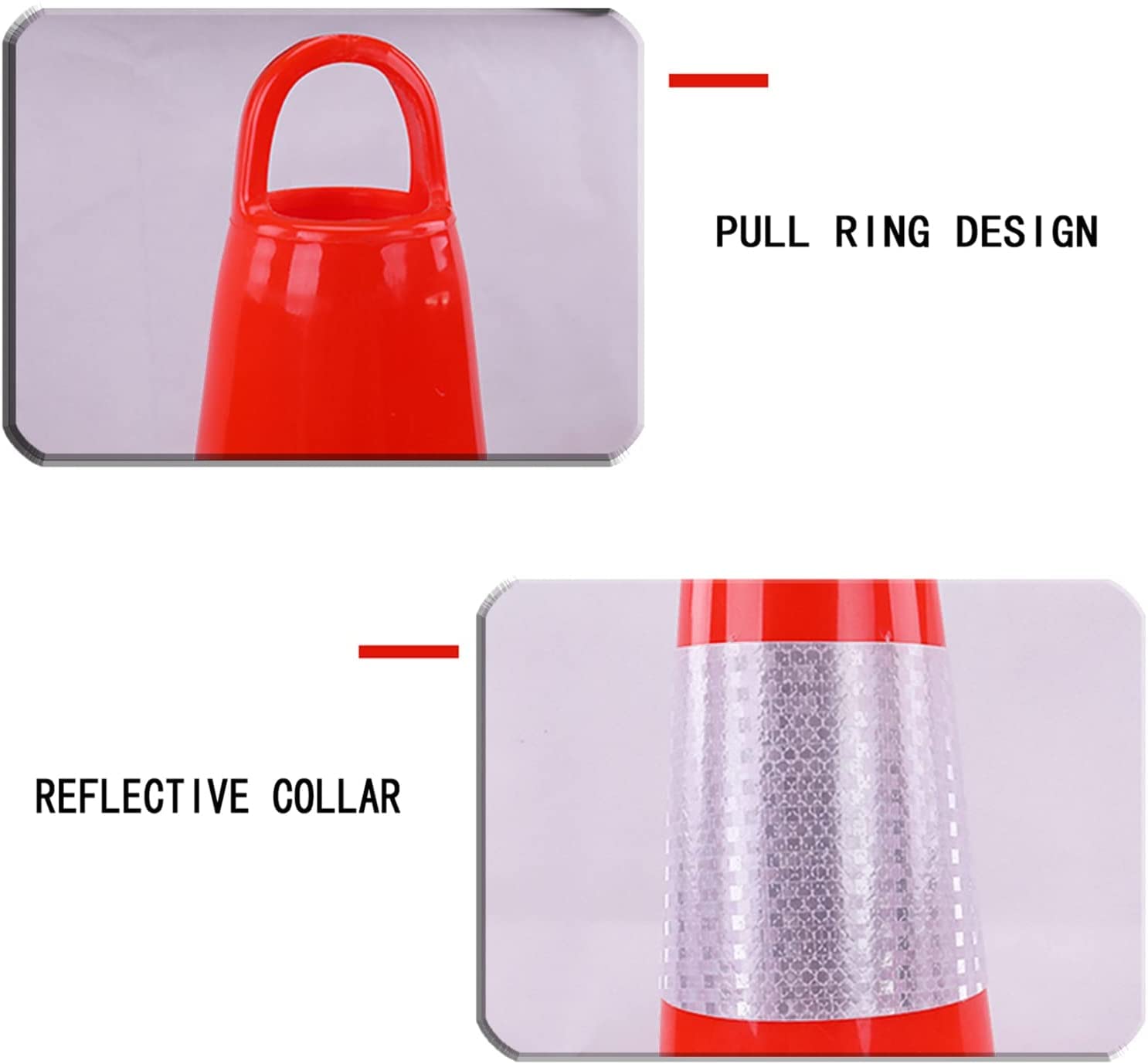 Cônes de signalisation routière durables en PVC, cônes de sécurité portatifs Rouges, cônes de Chantier lestés avec col réfléchissant, pour Le stationnement, la Formation à la Conduite et Les