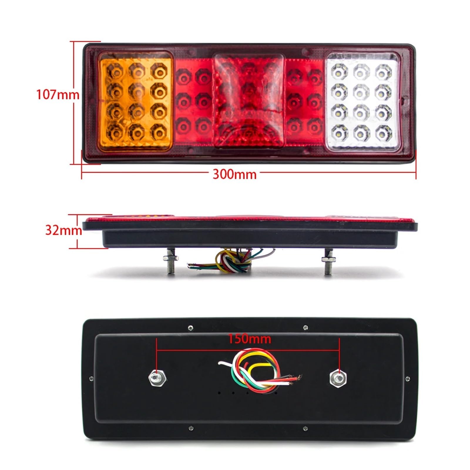 Genérico luces traseras del coche Par de remolque coche 24V 48 LED para camión, luz trasera, parada freno, para giro trasero para señal, 5 funciones