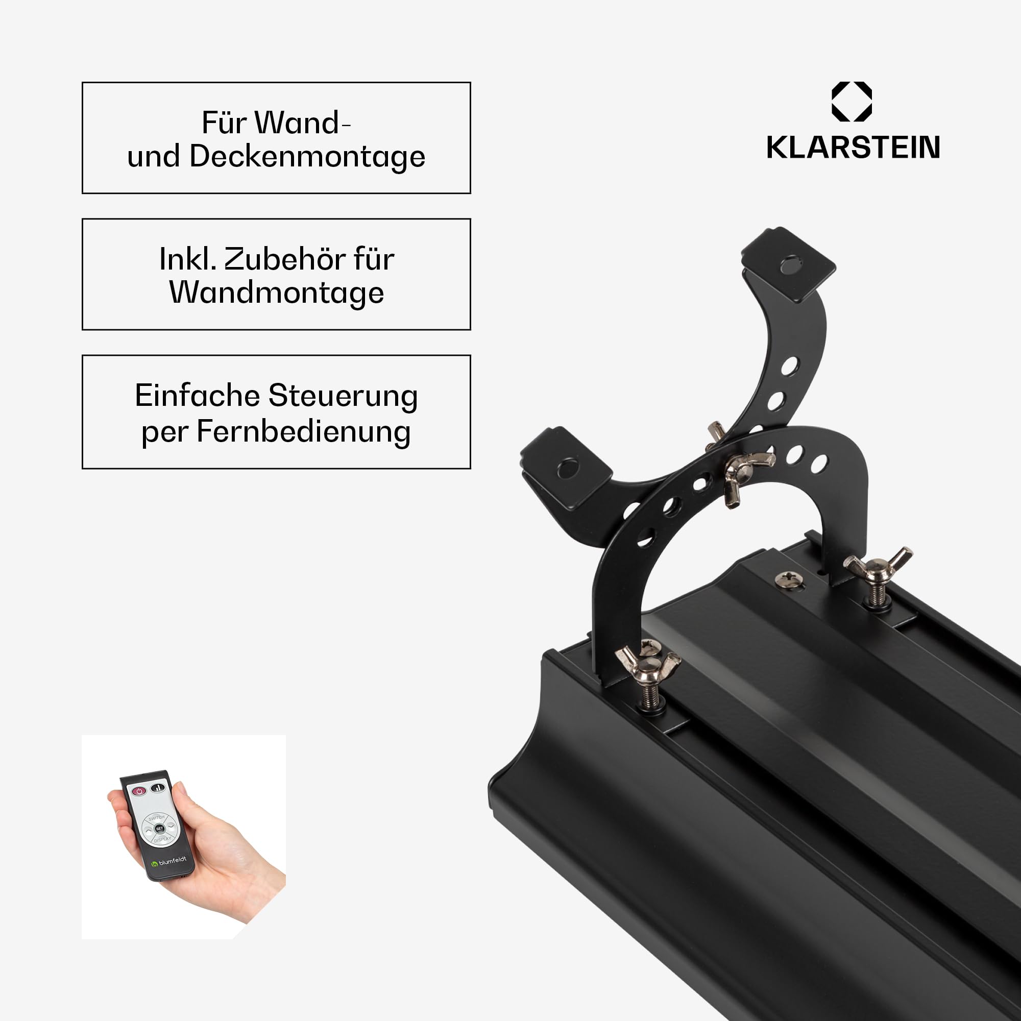 Klarstein Heizstrahler, Elektrische Heizung Terrasse & Garten, Infrarotstrahler mit WiFi App-Steuerung, Timer, LED-Anzeige, IP44 Infrarot Heizstrahler, CO2-Freie, Energieeffiziente Heizung, 2400W