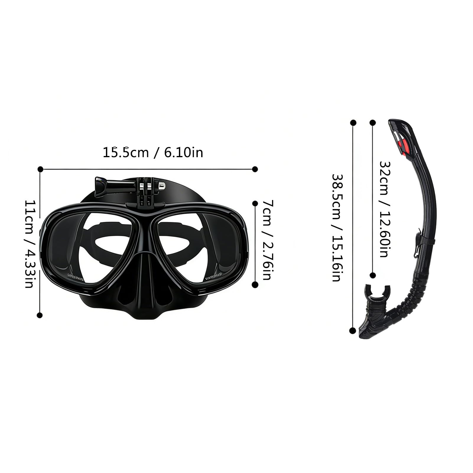 Máscara Snorkel Seca con Soporte Cámara, Gafa Silicona Cómoda | Equipo de Snorkel con Base para cámara; System Seco Respirable, Ideal para Buceo Turístico y Viajes